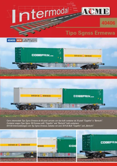 Ermewa - Sgnss '60 freight wagon w. "Cogefrin" & "Bertschi" load - ACME - Anonima Costruzioni Modellistiche Esatte
