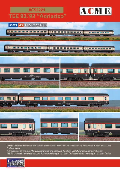 FS - TEE "Adriatico" Gran Confort passenger coaches - ACME - Anonima Costruzioni Modellistiche Esatte