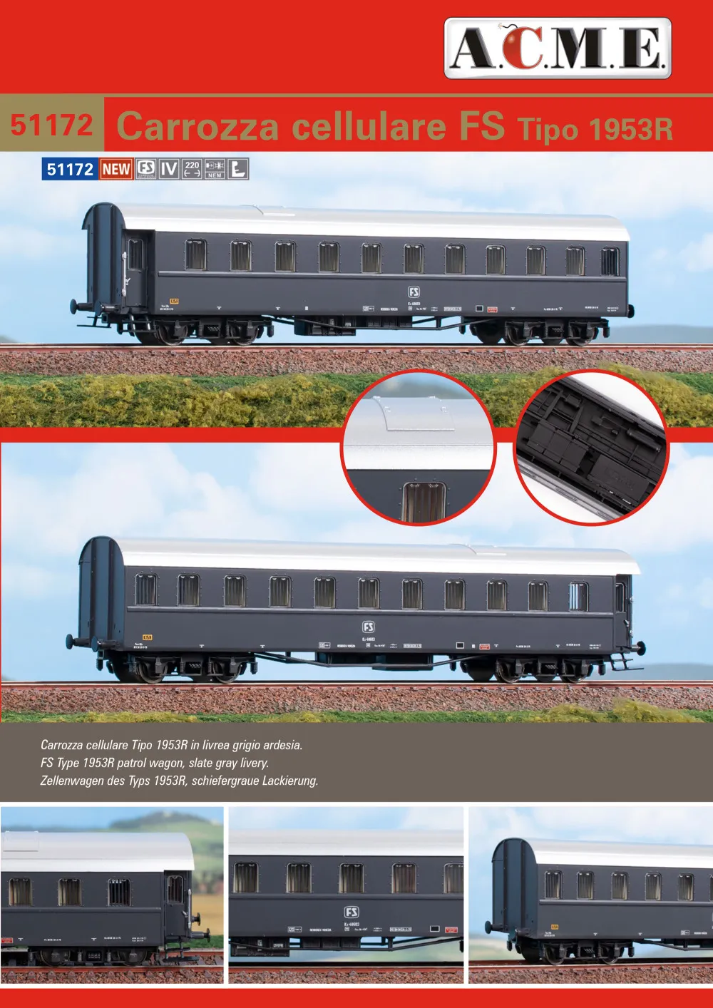 ACME - Anonima Costruzioni Modellistiche Esatte - FS - Type 1953R patrol coach