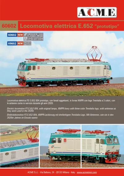 FS - E 652 004 electric locomotive - ACME - Anonima Costruzioni Modellistiche Esatte