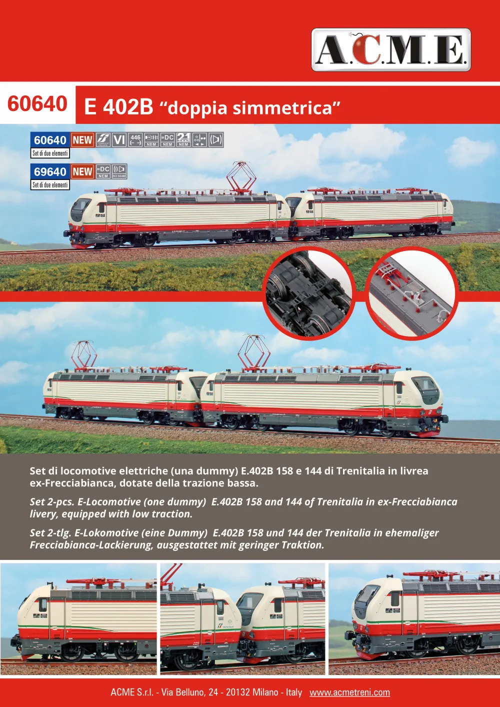 ACME - Anonima Costruzioni Modellistiche Esatte - Trenitalia - E 402B 158 and 144 electric locomotives