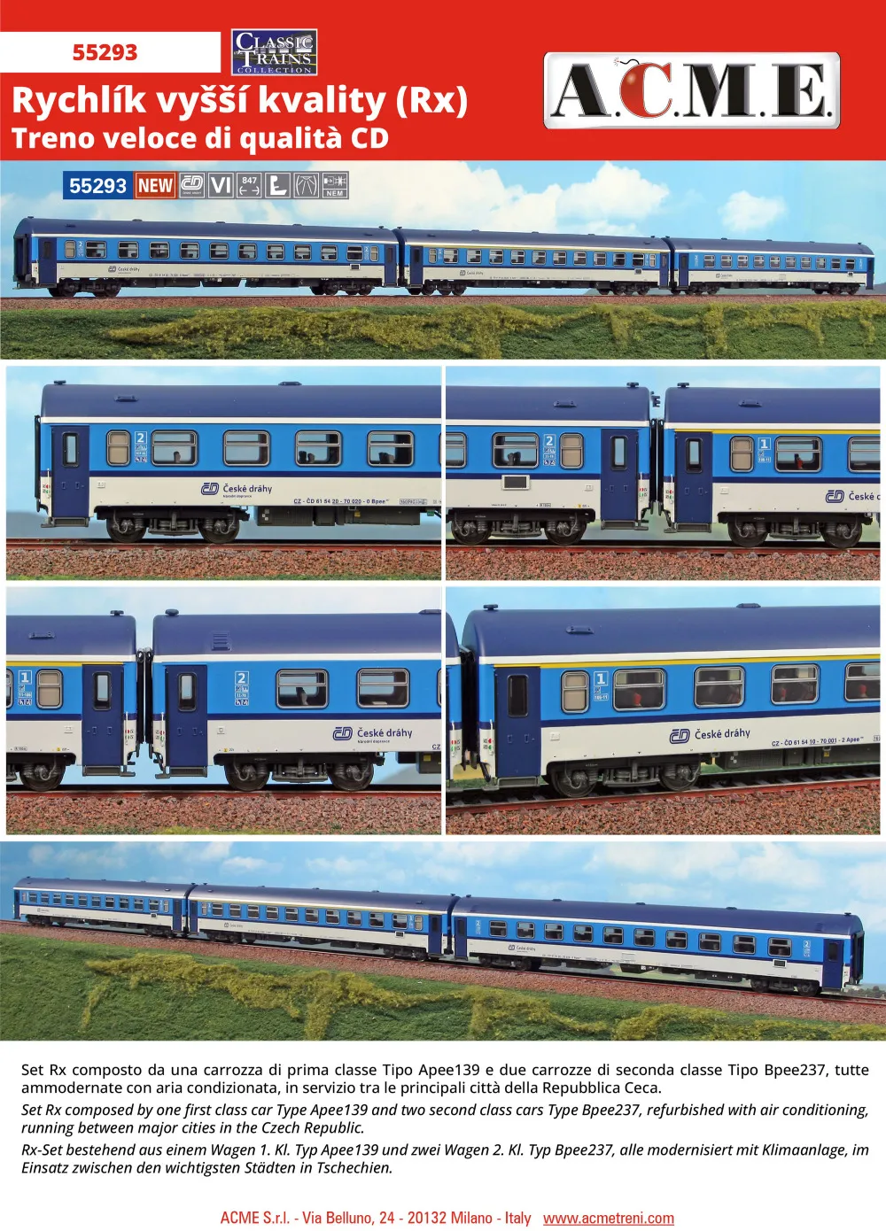ACME - Anonima Costruzioni Modellistiche Esatte - ČD - Type Apee139 & Bpee237 passenger coaches