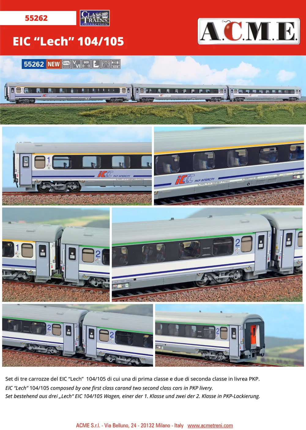 ACME - Anonima Costruzioni Modellistiche Esatte - PKP - EIC 104/105 "Lech" passenger coaches set