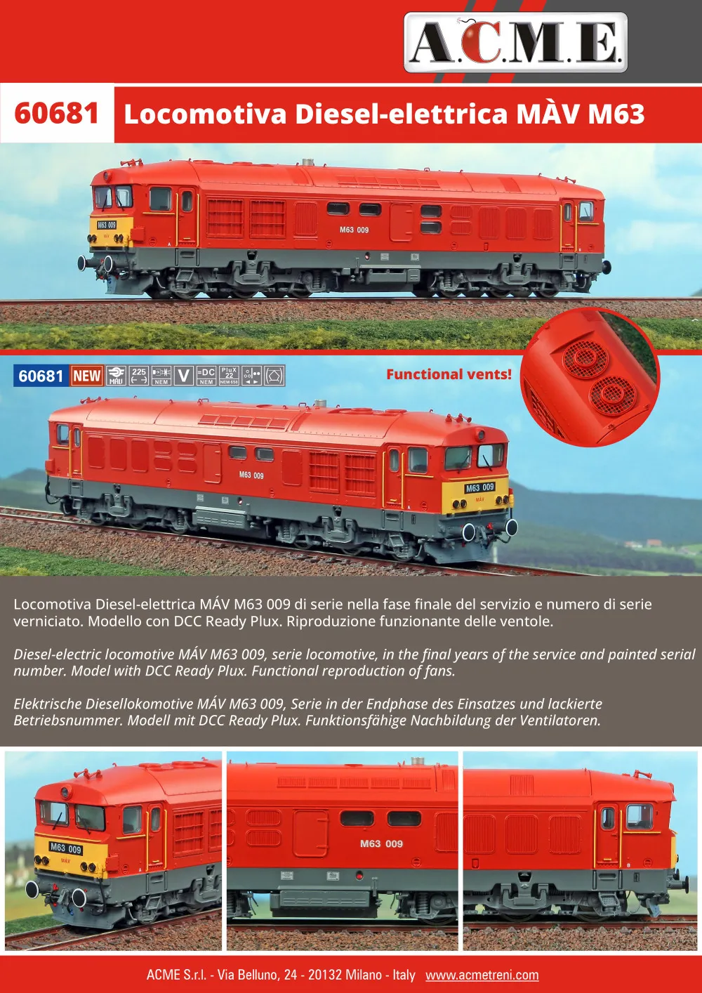 ACME - Anonima Costruzioni Modellistiche Esatte - MÁV - M63 009 diesel electric locomotive