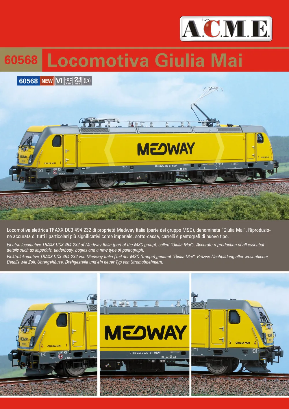 ACME - Anonima Costruzioni Modellistiche Esatte - MEDWAY - TRAXX DC3 494 232 "Giulia Mai" electric locomotive