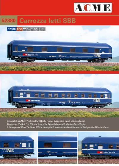 SBB CFF FFS - WLABmh174 sleeping coach in TEN blue livery - ACME - Anonima Costruzioni Modellistiche Esatte