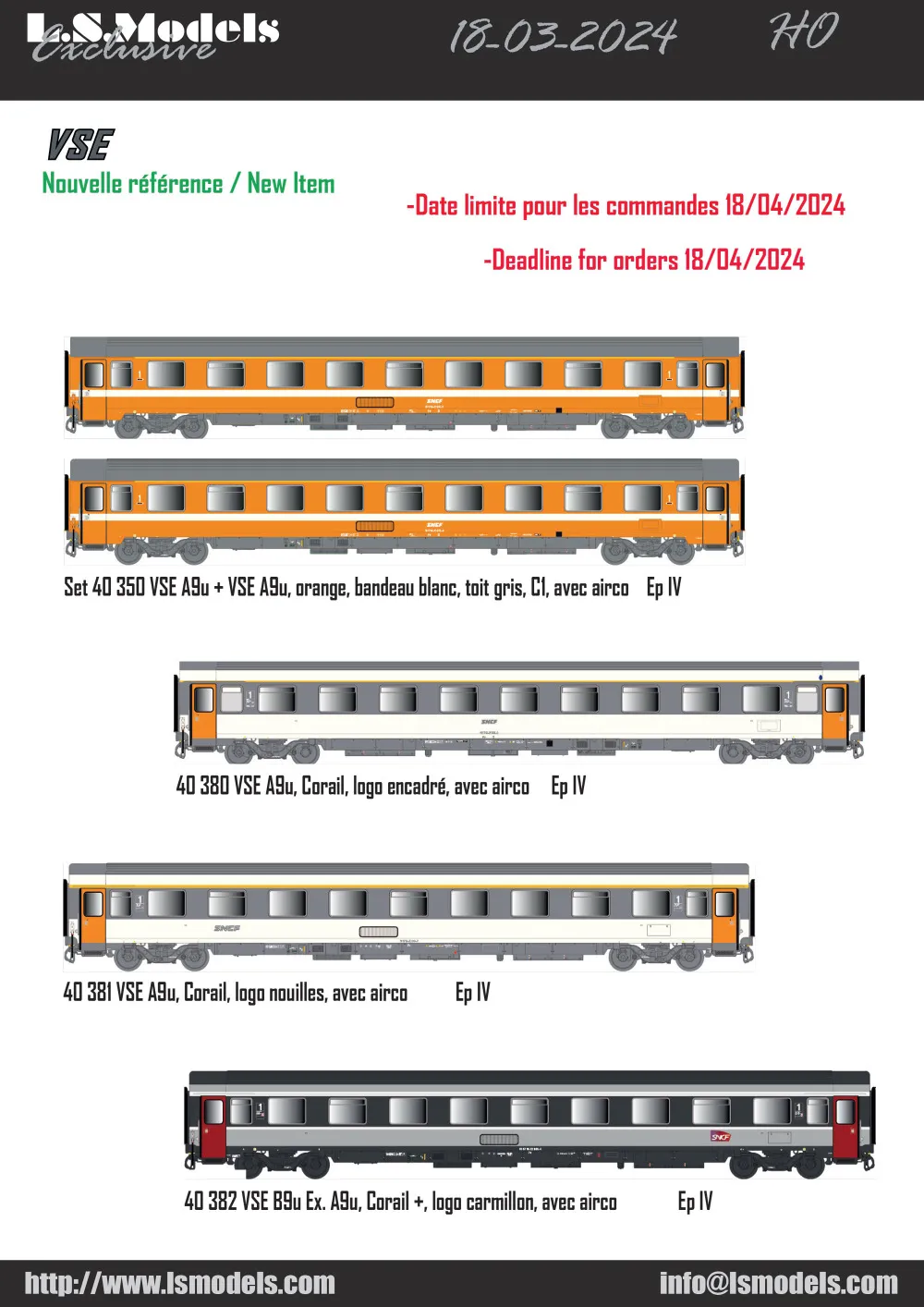 LS Models - SNCF - VSE passenger coaches