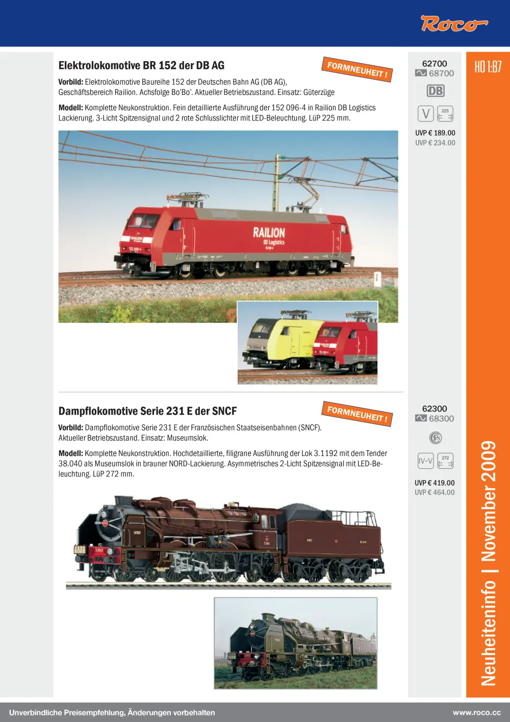 Roco - Neuheiteninfo November 2009