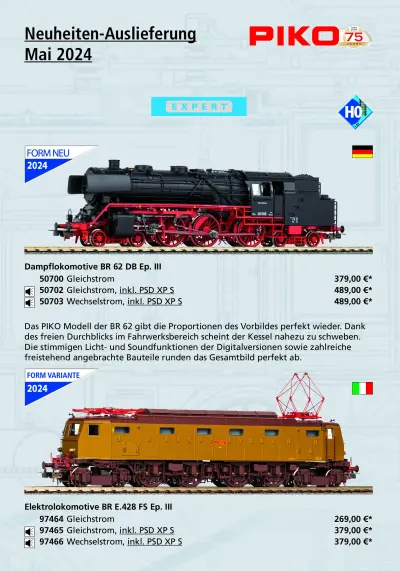 Neuheiten-Auslieferung Mai 2024 - PIKO