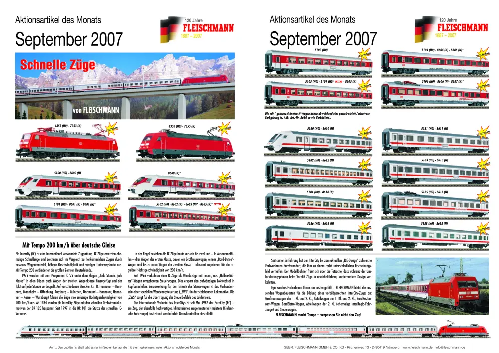 Fleischmann - Aktionsartikel des Monats September 2007
