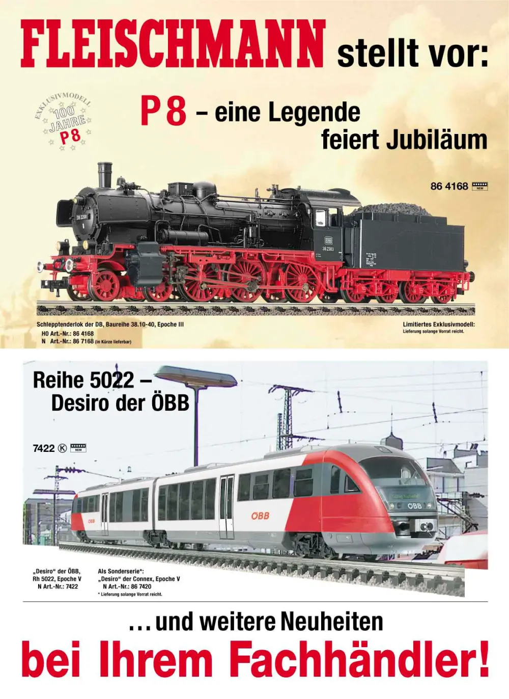Fleischmann - P8 - eine Legende feiert Jubiläum / Reihe 5022 - Desiro der ÖBB