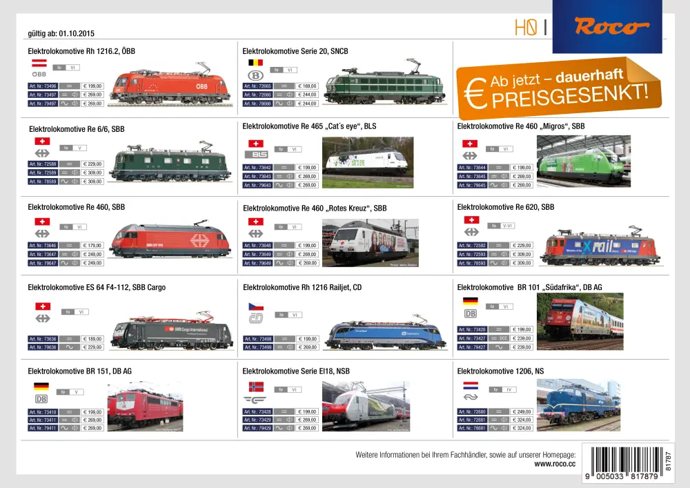 Roco - Preisgesenkt 01.10.2015
