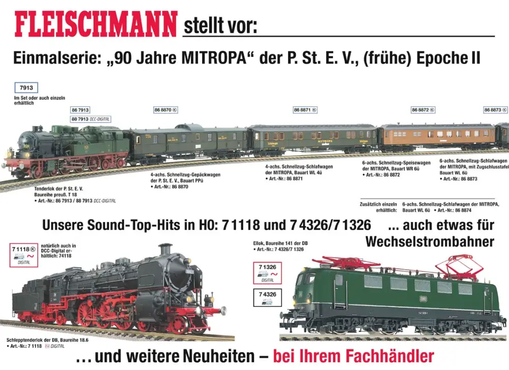 Fleischmann - "90 Jahre MITROPA" / Sound-Top-Hits in H0