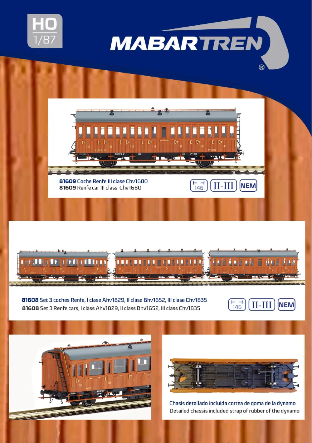 Mabar Tren - Coches de madera RENFE