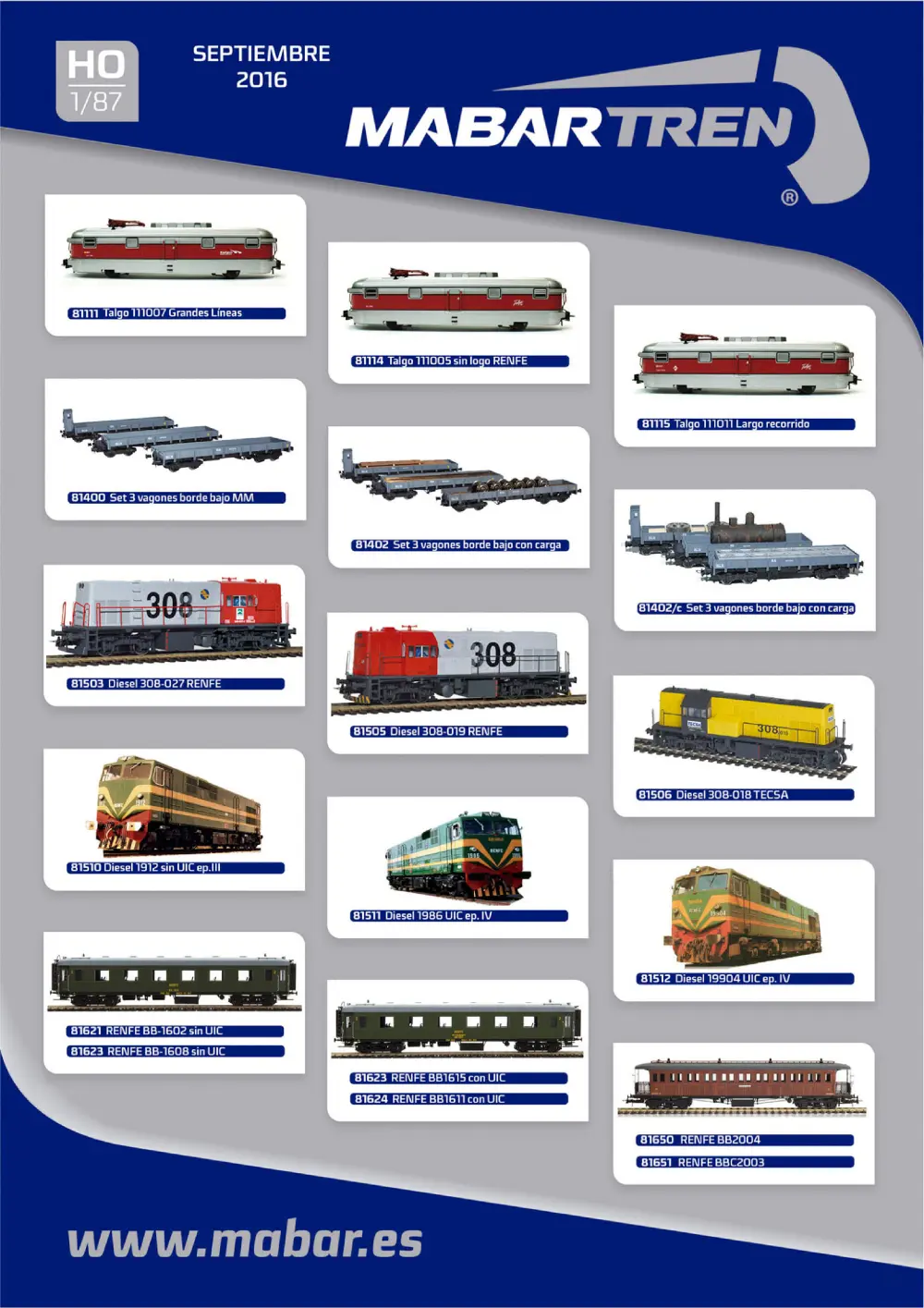 Mabar Tren - Novedades septiembre 2016