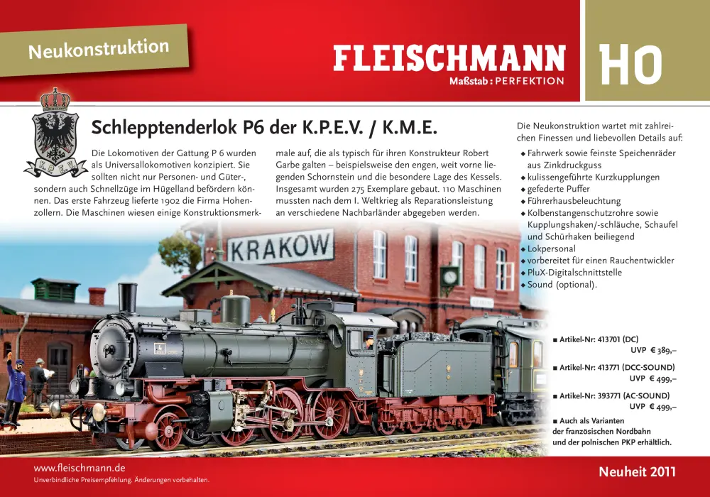 Fleischmann - Schlepptenderlok P6 der K.P.E.V. / K.M.E.