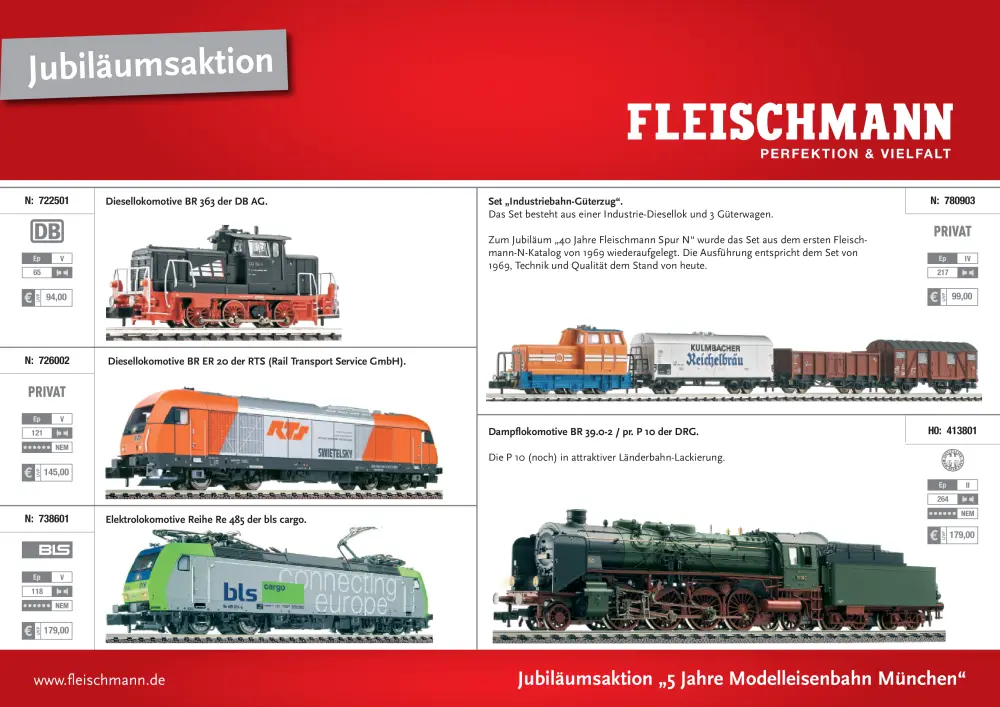 Fleischmann - Jubiläumsaktion "5 Jahre Modelleisenbahn München"
