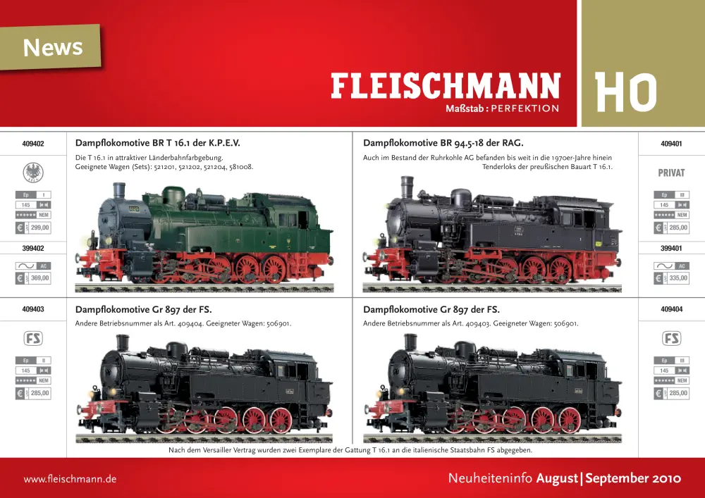Fleischmann - Neuheiteninfo August/September 2010