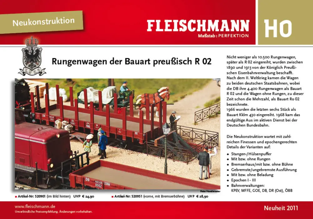 Fleischmann - Rungenwagen der Bauart preußisch R 02