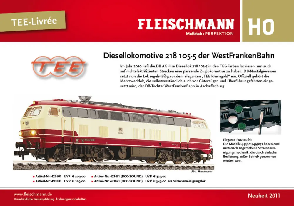 Fleischmann - Diesellokomotive 218 105-5 der WestFrankenBahn