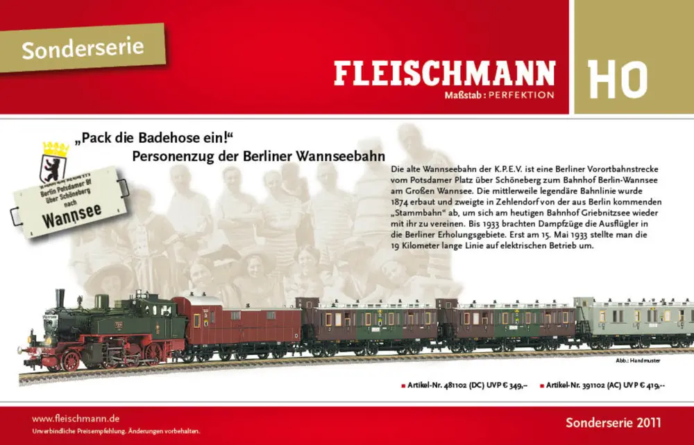 Fleischmann - "Pack die Badehose ein!" Personenzug der Berliner Wannseebahn