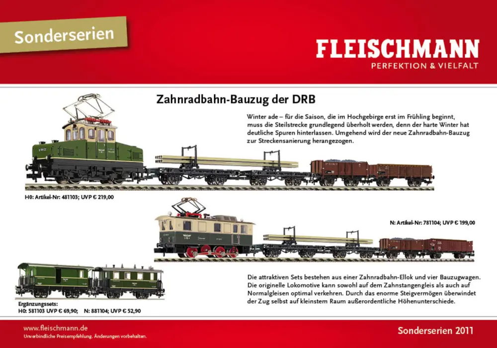 Fleischmann - Zahnradbahn-Bauzug der DRB
