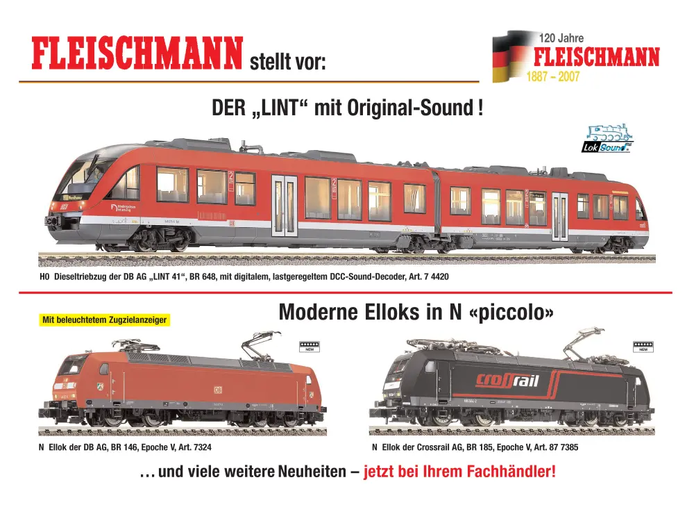 Fleischmann - Der "Lint" mit Original-Sound! / Moderne Elloks in N "piccolo"