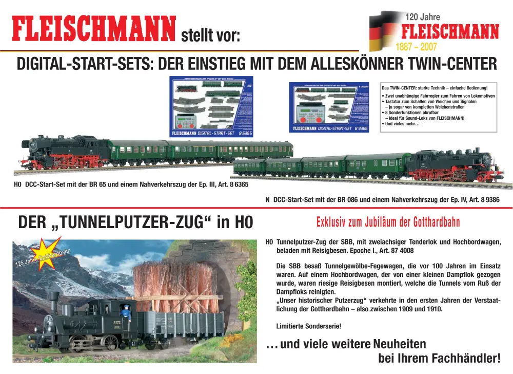 Fleischmann - Digital-Start-Sets: Der Einstieg mit dem Alleskönner Twin-Center / Der "Tunnelputzer-Zug" in H0