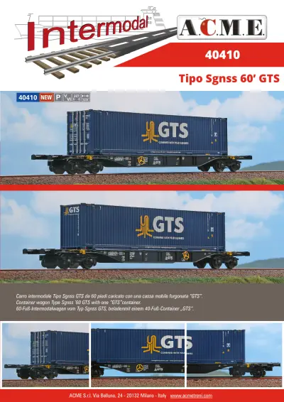 Tipo Sgnss 60’ "GTS" carro intermodale (ref. 40410) - ACME - Anonima Costruzioni Modellistiche Esatte