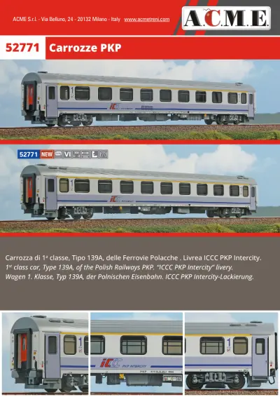 Carrozza "ICCC PKP Intercity" (ref. 52771) - ACME - Anonima Costruzioni Modellistiche Esatte