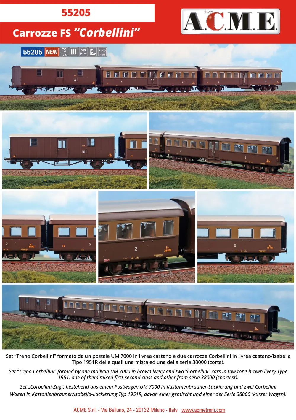 ACME - Anonima Costruzioni Modellistiche Esatte - Carrozze FS "Corbellini" set