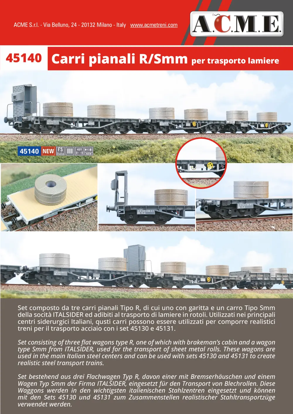 ACME - Anonima Costruzioni Modellistiche Esatte - Carri pianali R/Smm per trasporto lamiere