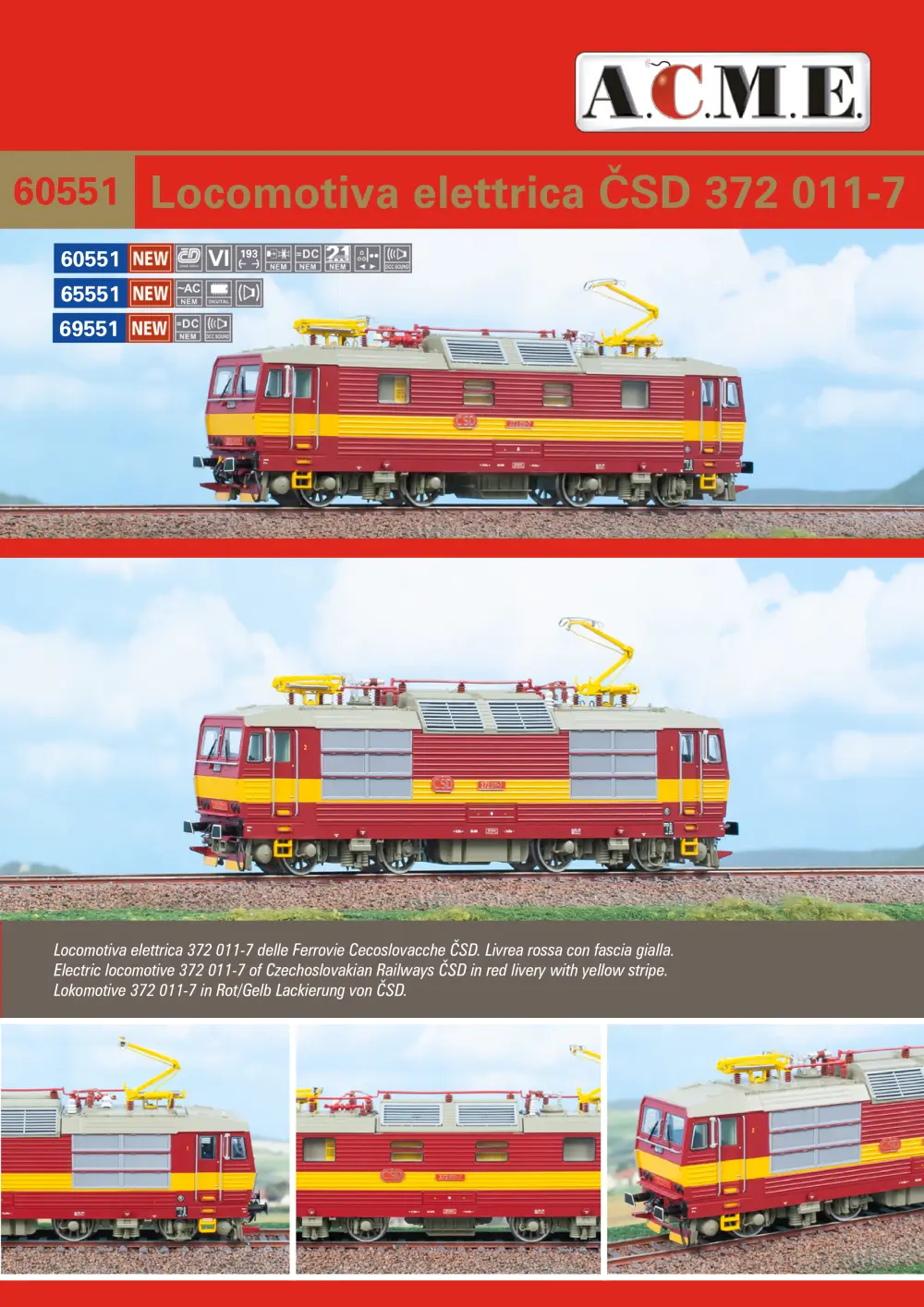 ACME - Anonima Costruzioni Modellistiche Esatte - ČSD - Locomotiva elettrica 372 011-7 (ref. 60551 / 65551 / 69551)