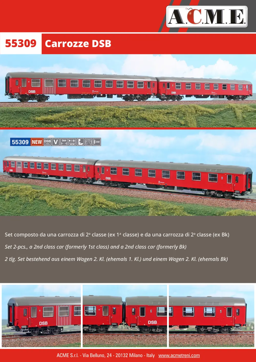ACME - Anonima Costruzioni Modellistiche Esatte - Carrozze DSB (ref. 55309)