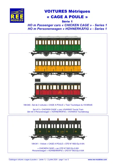 Voitures métriques "CAGE A POULE" - Série 1 - Rails Europ Express (REE) Modèles