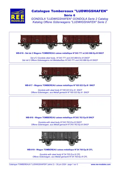 Catalogue Tombereaux "LUDWIGSHAFEN" - Série 6 - Rails Europ Express (REE) Modèles
