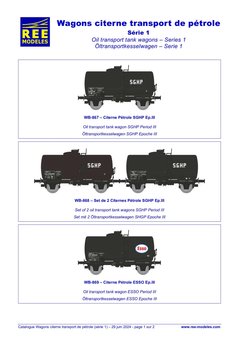 Rails Europ Express (REE) Modèles - Wagons citerne transport de pétrole - Série 1