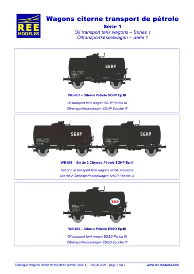 Wagons citerne transport de pétrole - Série 1 - Rails Europ Express (REE) Modèles