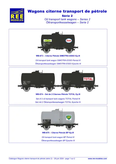 Wagons citerne transport de pétrole - Série 2 - Rails Europ Express (REE) Modèles