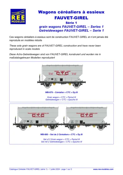 Wagons céréaliers à essieux "FAUVET-GIREL" - Série 1 - Rails Europ Express (REE) Modèles