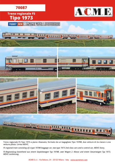 Treno regionale FS "Tipo 1973" (ref. 70087) - ACME - Anonima Costruzioni Modellistiche Esatte