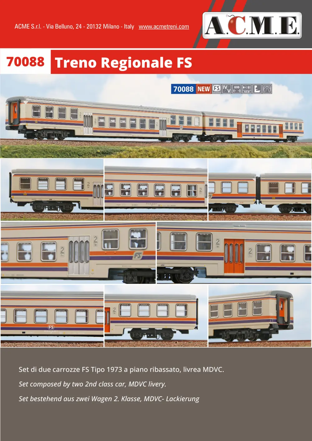 ACME - Anonima Costruzioni Modellistiche Esatte - Treno regionale FS (ref. 70088)