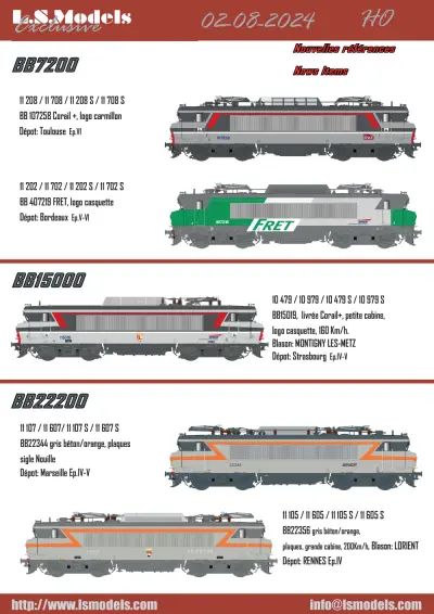 SNCF - BB7200, BB15000 & BB22200 electric locomotives - LS Models