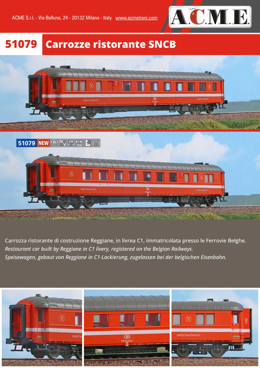 ACME - Anonima Costruzioni Modellistiche Esatte - SNCB - Carrozze ristorante (ref. 51079)