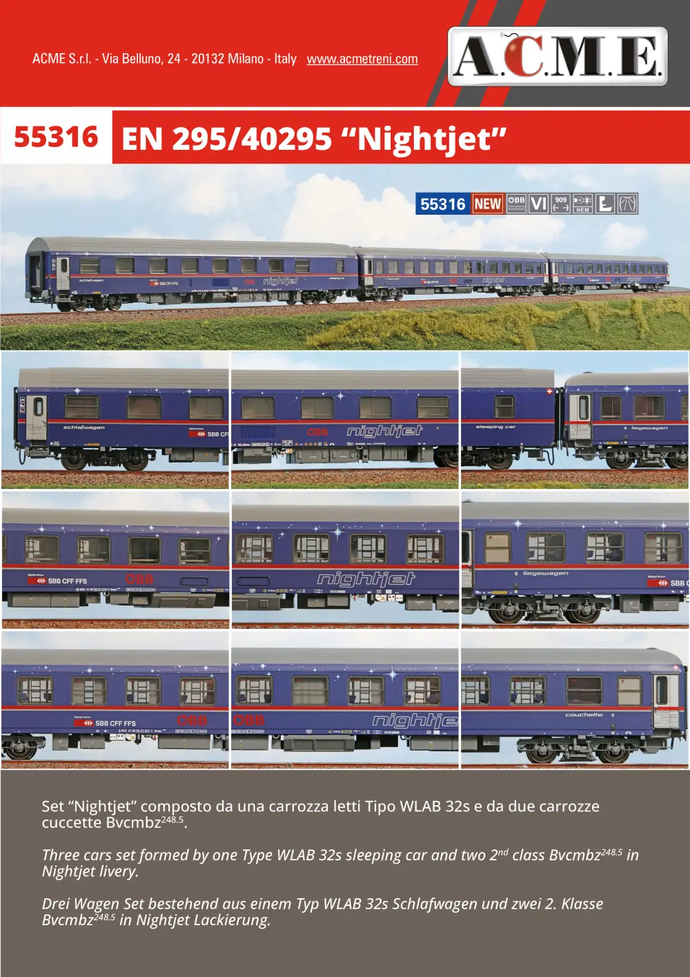 ACME - Anonima Costruzioni Modellistiche Esatte - EN 295/40295 "Nightjet" (ref. 55316)