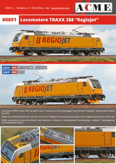 Locomotore TRAXX ČD 388 015 (ref. 60691 / 69691) - ACME - Anonima Costruzioni Modellistiche Esatte