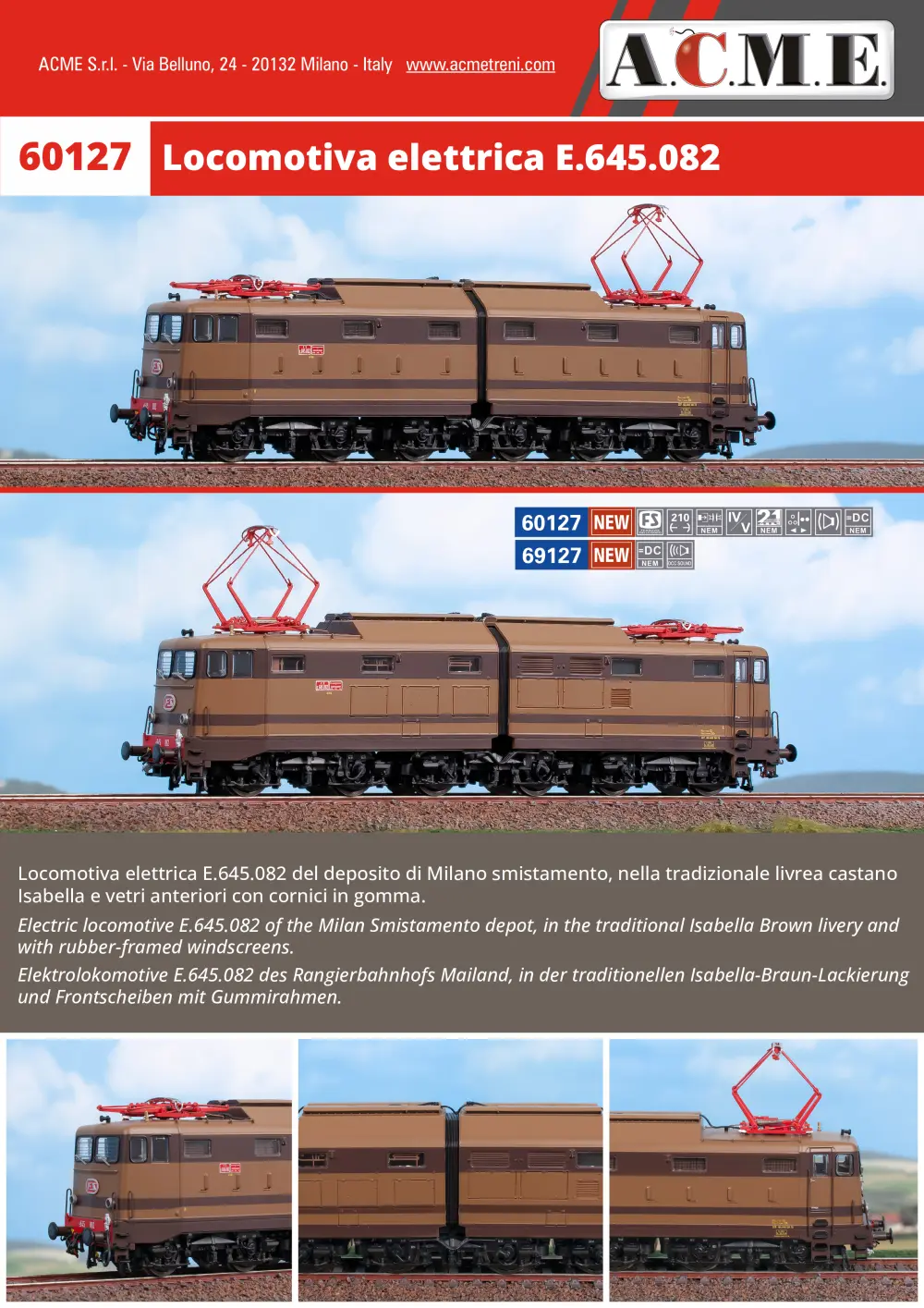 ACME - Anonima Costruzioni Modellistiche Esatte - Locomotiva elettrica E.645.082 (ref. 60127 / 69127)