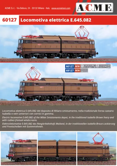 Locomotiva elettrica E.645.082 (ref. 60127 / 69127) - ACME - Anonima Costruzioni Modellistiche Esatte