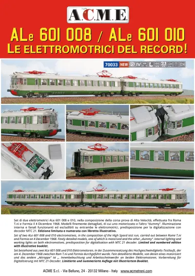 ALe 601 008 / ALe 601 010 - Le elettromotrici del record! (ref. 70033) - ACME - Anonima Costruzioni Modellistiche Esatte