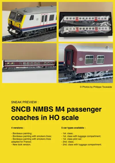 SNCB NMBS M4 passenger coaches in HO scale - Treinshop Olaerts